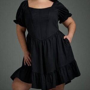 Torrid Corset Top Black Puff Sleeve Dress